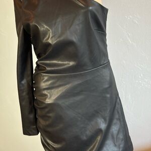 Likely Serena Faux Leather One Shoulder Long Sleeve Dress Size 6
